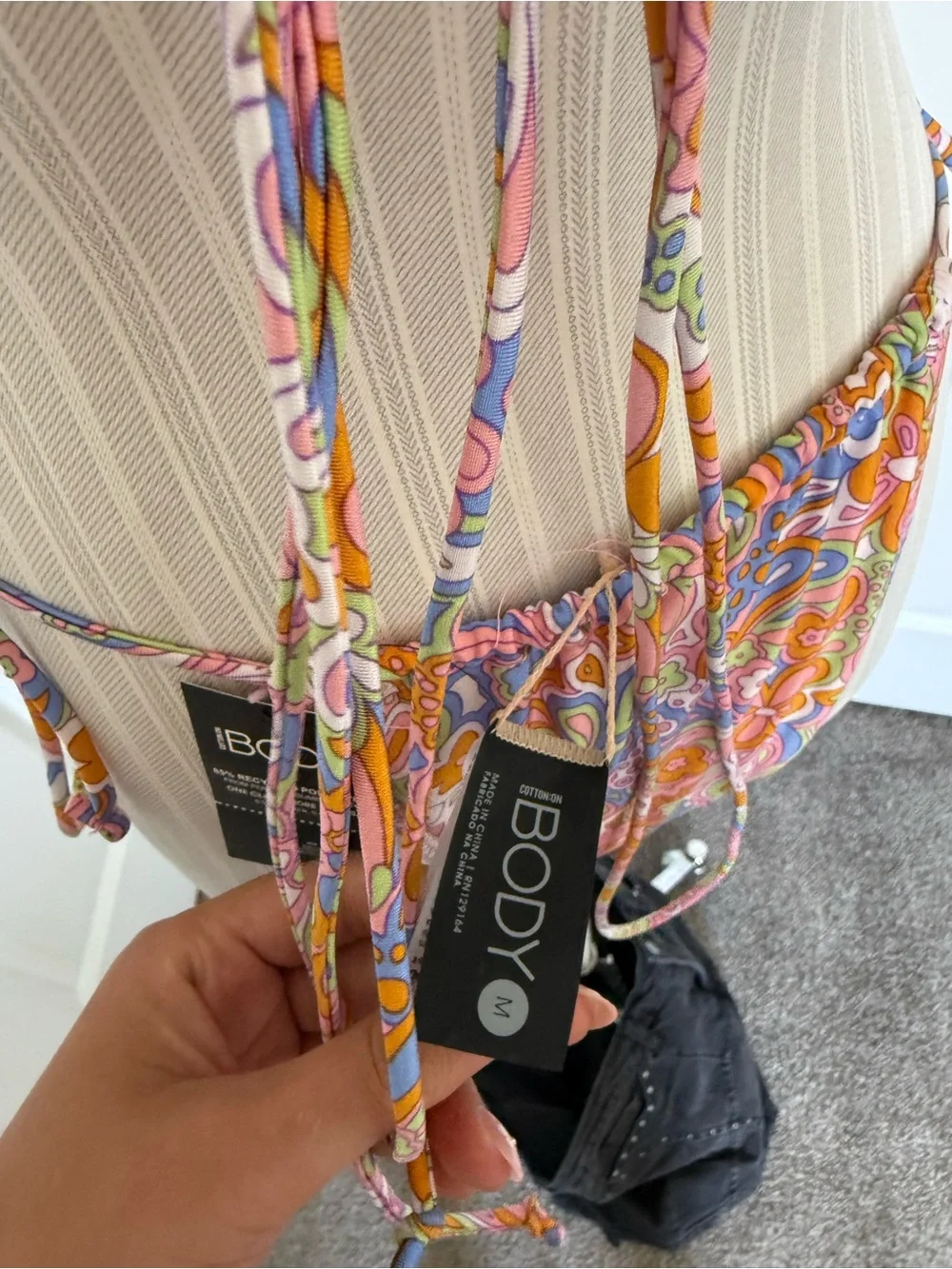 Floral Paisley String Bikini Set - Pink Multi